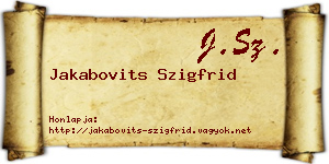 Jakabovits Szigfrid névjegykártya